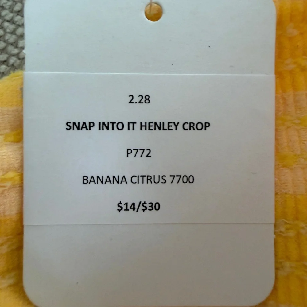 Cropped Top, Free People, XS Yellow, Snap Into It Henley Crop